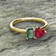 2 - Esther Emerald & Heart Shape Created Alexandrite & Created Ruby 2 Stone Duo Ring 