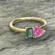 2 - Esther Emerald Shape Lab Created Alexandrite & Heart Shape Pink Sapphire 2 Stone Duo Ring 