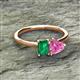 2 - Esther Emerald Shape Lab Created Emerald & Heart Shape Pink Sapphire 2 Stone Duo Ring 