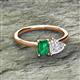 2 - Esther Emerald Shape Lab Created Emerald & Heart Shape White Sapphire 2 Stone Duo Ring 