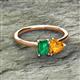 2 - Esther Emerald Shape Lab Created Emerald & Heart Shape Citrine 2 Stone Duo Ring 