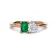 1 - Esther Emerald Shape Lab Created Emerald & Heart Shape Lab Created White Sapphire 2 Stone Duo Ring 