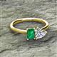 2 - Esther GIA Certified Heart Shape Diamond & Emerald Shape Lab Created Emerald 2 Stone Duo Ring 