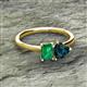 2 - Esther Emerald Shape Lab Created Emerald & Heart Shape London Blue Topaz 2 Stone Duo Ring 