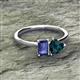 2 - Esther Emerald Shape Iolite & Heart Shape London Blue Topaz 2 Stone Duo Ring 