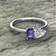 2 - Esther Emerald Shape Iolite & Heart Shape Forever One Moissanite 2 Stone Duo Ring 