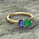 2 - Esther Emerald Shape Iolite & Heart Shape Lab Created Emerald 2 Stone Duo Ring 