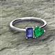 2 - Esther Emerald Shape Iolite & Heart Shape Lab Created Emerald 2 Stone Duo Ring 