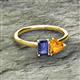 2 - Esther Emerald Shape Iolite & Heart Shape Citrine 2 Stone Duo Ring 