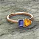 2 - Esther Emerald Shape Iolite & Heart Shape Citrine 2 Stone Duo Ring 