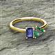 2 - Esther Emerald Shape Iolite & Heart Shape Lab Created Alexandrite 2 Stone Duo Ring 