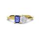 1 - Esther Emerald Shape Iolite & Heart Shape Lab Created White Sapphire 2 Stone Duo Ring 