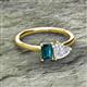 2 - Esther Emerald Shape London Blue Topaz & Heart Shape White Sapphire 2 Stone Duo Ring 