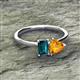 2 - Esther Emerald Shape London Blue Topaz & Heart Shape Citrine 2 Stone Duo Ring 