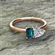 2 - Esther GIA Certified Heart Shape Diamond & Emerald Shape London Blue Topaz 2 Stone Duo Ring 