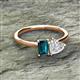 2 - Esther Emerald Shape London Blue Topaz & Heart Shape Lab Created White Sapphire 2 Stone Duo Ring 