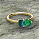 2 - Esther Emerald Shape London Blue Topaz & Heart Shape Lab Created Emerald 2 Stone Duo Ring 