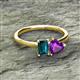 2 - Esther Emerald Shape London Blue Topaz & Heart Shape Amethyst 2 Stone Duo Ring 