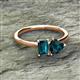 2 - Esther Emerald & Heart Shape London Blue Topaz 2 Stone Duo Ring 