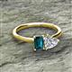 2 - Esther Emerald Shape London Blue Topaz & Heart Shape Forever Brilliant Moissanite 2 Stone Duo Ring 