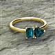 2 - Esther Emerald & Heart Shape London Blue Topaz 2 Stone Duo Ring 