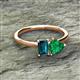 2 - Esther Emerald Shape London Blue Topaz & Heart Shape Lab Created Emerald 2 Stone Duo Ring 