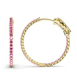 Melissa ctw Inside Outside Round Pink Sapphire Eternity Hoop Earrings Round Pink Sapphire ctw Four Prong Inside Outside Women Eternity Hoop Earrings K Yellow Gold
