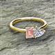 2 - Esther IGI Certified Heart Shape Lab Grown Diamond & Emerald Shape Morganite 2 Stone Duo Ring 