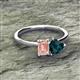 2 - Esther Emerald Shape Morganite & Heart Shape London Blue Topaz 2 Stone Duo Ring 