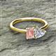 2 - Esther Emerald Shape Morganite & Heart Shape Forever Brilliant Moissanite 2 Stone Duo Ring 