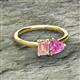 2 - Esther Emerald Shape Morganite & Heart Shape Lab Created Pink Sapphire 2 Stone Duo Ring 