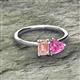 2 - Esther Emerald Shape Morganite & Heart Shape Lab Created Pink Sapphire 2 Stone Duo Ring 