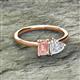 2 - Esther Emerald Shape Morganite & Heart Shape Lab Created White Sapphire 2 Stone Duo Ring 