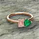 2 - Esther Emerald Shape Morganite & Heart Shape Lab Created Emerald 2 Stone Duo Ring 