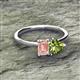 2 - Esther Emerald Shape Morganite & Heart Shape Peridot 2 Stone Duo Ring 