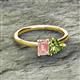 2 - Esther Emerald Shape Morganite & Heart Shape Peridot 2 Stone Duo Ring 