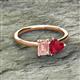 2 - Esther Emerald Shape Morganite & Heart Shape Lab Created Ruby 2 Stone Duo Ring 