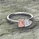 2 - Esther Emerald Shape Morganite & Heart Shape White Sapphire 2 Stone Duo Ring 