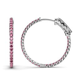 Melissa ctw Inside Outside Round Pink Tourmaline Eternity Hoop Earrings Round Pink Tourmaline ctw Four Prong Inside Outside Women Eternity Hoop Earrings K White Gold
