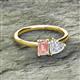 2 - Esther Emerald Shape Morganite & Heart Shape White Sapphire 2 Stone Duo Ring 