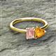 2 - Esther Emerald Shape Morganite & Heart Shape Citrine 2 Stone Duo Ring 