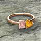 2 - Esther Emerald Shape Morganite & Heart Shape Citrine 2 Stone Duo Ring 