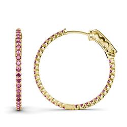 Melissa ctw Inside Outside Round Pink Tourmaline Eternity Hoop Earrings Round Pink Tourmaline ctw Four Prong Inside Outside Women Eternity Hoop Earrings K Yellow Gold