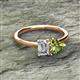 2 - Esther Emerald Shape Forever Brilliant Moissanite & Heart Shape Peridot 2 Stone Duo Ring 