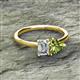 2 - Esther Emerald Shape Forever One Moissanite & Heart Shape Peridot 2 Stone Duo Ring 