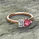 2 - Esther Emerald Shape Forever One Moissanite & Heart Shape Pink Tourmaline 2 Stone Duo Ring 