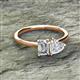 2 - Esther Emerald Shape Forever Brilliant Moissanite & Heart Shape White Sapphire 2 Stone Duo Ring 