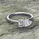 2 - Esther Emerald Shape Forever Brilliant Moissanite & Heart Shape Lab Created White Sapphire 2 Stone Duo Ring 