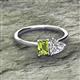 2 - Esther GIA Certified Heart Shape Diamond & Emerald Shape Peridot 2 Stone Duo Ring 