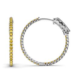 Melissa ctw Inside Outside Round Citrine Eternity Hoop Earrings Round Citrine ctw Four Prong Inside Outside Women Eternity Hoop Earrings K White Gold